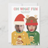 Lelijke Kersttrui Grappig Gezicht Gepersonaliseerd Feestdagenkaart (Voorkant)