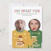 Lelijke Kersttrui Grappig Gezicht Gepersonaliseerd Feestdagenkaart (Voorkant)