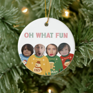 Lelijke Kersttrui Grappig Gezicht Gepersonaliseerd Keramisch Ornament
