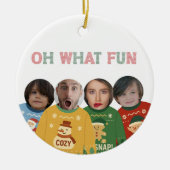 Lelijke Kersttrui Grappig Gezicht Gepersonaliseerd Keramisch Ornament (Voorkant)