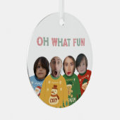 Lelijke Kersttrui Grappig Gezicht Gepersonaliseerd Metalen Ornament (Voorkant Rechts)