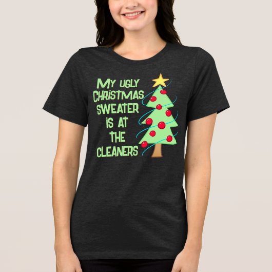 Lelijke Kersttrui Grappig Vrouwen T-shirt (Voorkant)