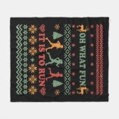 Lelijke kersttrui  hardlopen fleece deken (Voorkant (Horizontaal))