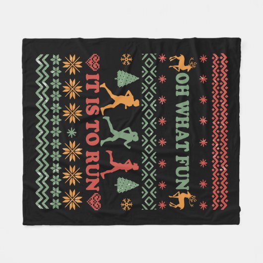 Lelijke kersttrui hardlopen fleece deken (Voorkant (Horizontaal))