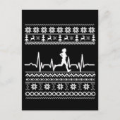 Lelijke kersttrui hartslag hardlopen briefkaart (Voorkant)