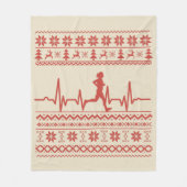 Lelijke kersttrui hartslag hardlopen fleece deken (Voorkant)