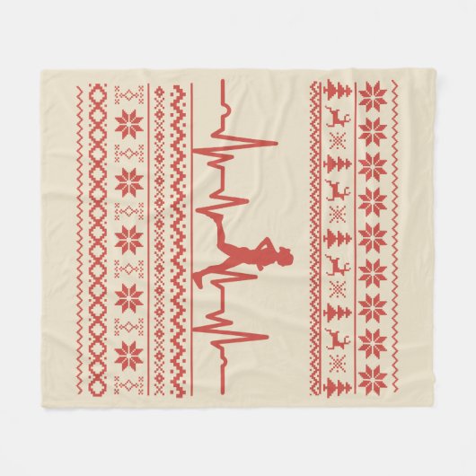 Lelijke kersttrui hartslag hardlopen fleece deken (Voorkant (Horizontaal))