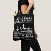 Lelijke kersttrui hartslag hardlopen tote bag (Dichtbij)