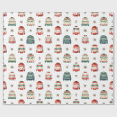 Lelijke kersttrui | Holly en bessen patroon Cadeaupapier (Vlak)