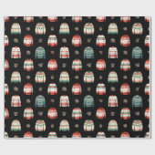 Lelijke kersttrui | Holly en bessen patroon Cadeaupapier (Vlak)