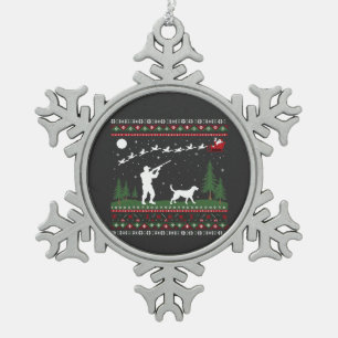 Lelijke Kersttrui Jacht Seizoen Kerstman Tin Sneeuwvlok Ornament