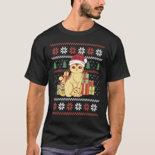 Lelijke Kersttrui Kat met cadeaus Sneeuwvlokken X T-shirt