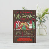 Lelijke Kersttrui Kerstfeest Uitnodigingen (Staand voorkant)