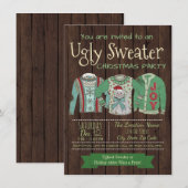 Lelijke Kersttrui Kerstfeest Uitnodigingen Rustiek (Voorkant / Achterkant)