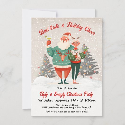 Lelijke Kersttrui Leuk Vakantie Feest Kaart (Voorkant)
