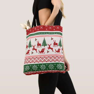 Lelijke Kersttrui Noordse Rendier Patroon Tote Bag