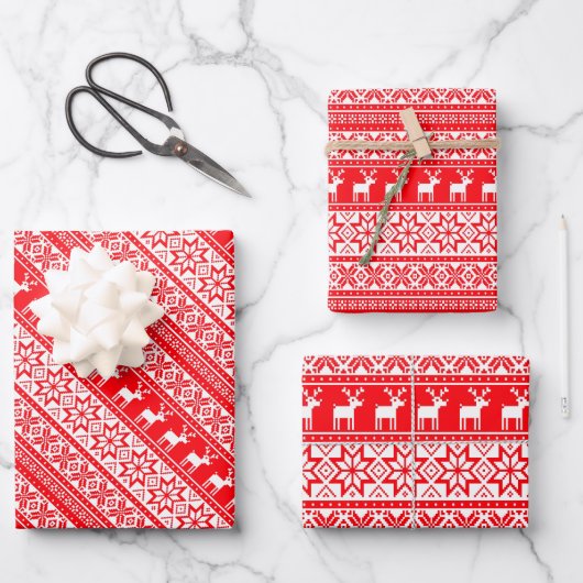 lelijke kersttrui Nordic Reindeer Inpakpapier Vel (Voorkant)