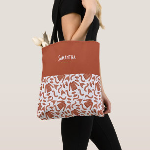 Lelijke Kersttrui Pet Sjaal Rood Wit Naam Tote Bag