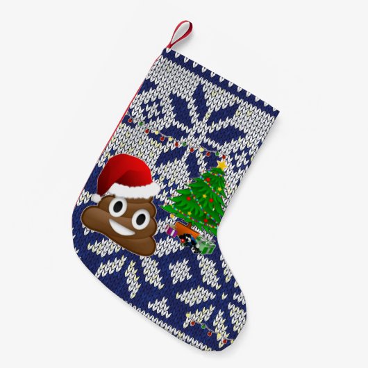 lelijke kersttrui poep emoji stocker kleine kerstsok (Voorkant (Hangend))