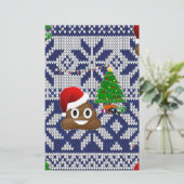 lelijke kersttrui pover emoji briefpapier (Staand voorkant)