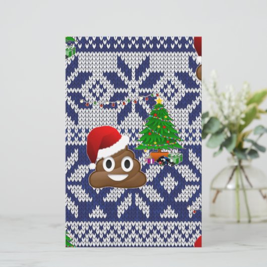 lelijke kersttrui pover emoji briefpapier (Staand voorkant)