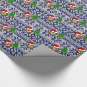 lelijke kersttrui pover emoji cadeaupapier (Hoek)