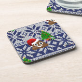 lelijke kersttrui pover emoji drankjes onderzetter (Linkerzijde)