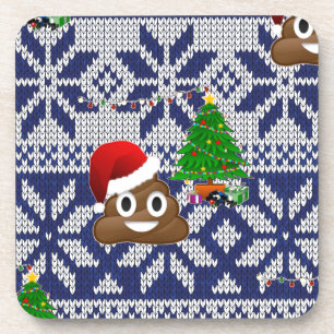 lelijke kersttrui pover emoji drankjes onderzetter