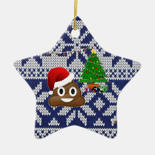 lelijke kersttrui pover emoji keramisch ornament (Voorkant)