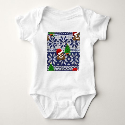 lelijke kersttrui pover emoji romper (Voorkant)