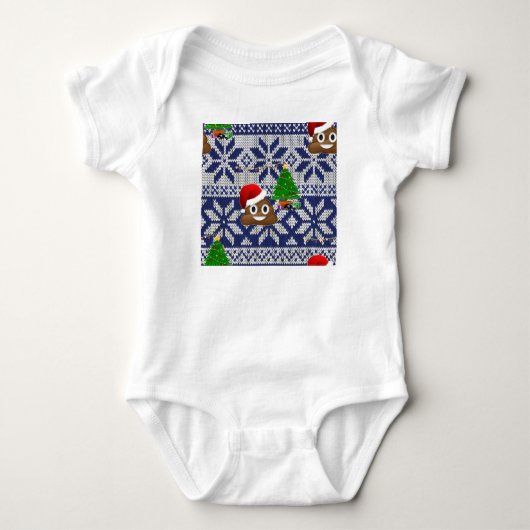 lelijke kersttrui pover emoji romper (Voorkant)