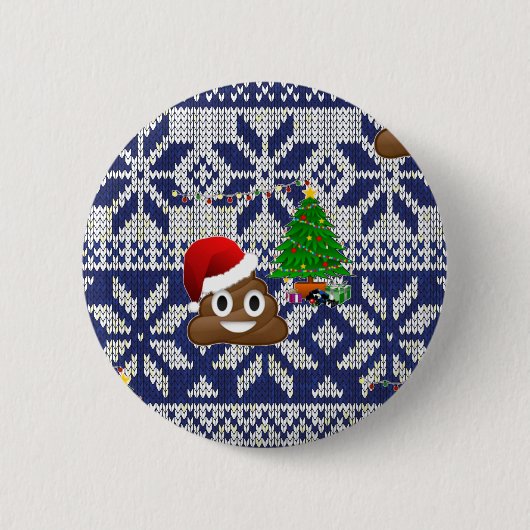 lelijke kersttrui pover emoji ronde button 5,7 cm (Voorkant)