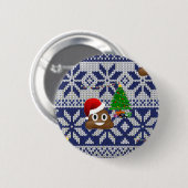 lelijke kersttrui pover emoji ronde button 5,7 cm (Voorkant /achterkant)
