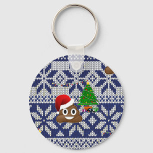 lelijke kersttrui pover emoji sleutelhanger