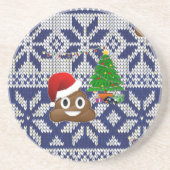 lelijke kersttrui pover emoji zandsteen onderzetter (Voorkant)