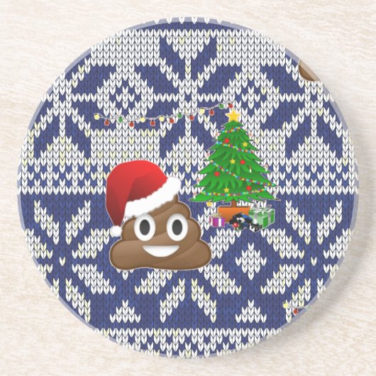 lelijke kersttrui pover emoji zandsteen onderzetter (Voorkant)