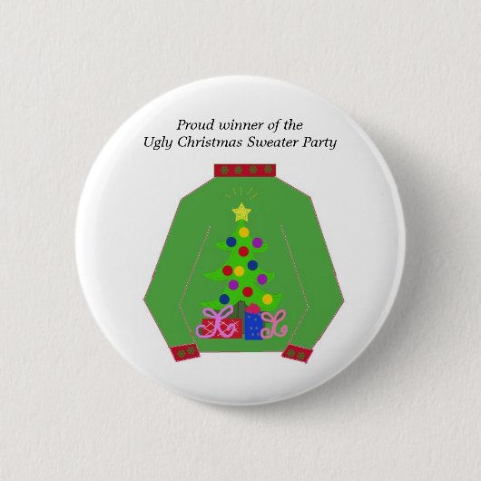 Lelijke Kersttrui Prijs Ronde Button 5,7 Cm (Voorkant)
