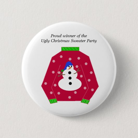 Lelijke Kersttrui Prijs Ronde Button 5,7 Cm (Voorkant)