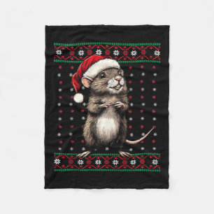 Lelijke Kersttrui Rat Lover Santa Hat Funny H Fleece Deken