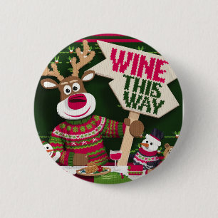 Lelijke Kersttrui Rendier en vrienden Ronde Button 5,7 Cm