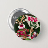 Lelijke Kersttrui Rendieren en vrienden Ronde Button 5,7 Cm (Voorkant /achterkant)