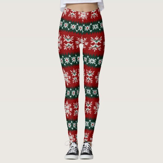 Lelijke kersttrui rood en groen leggings (Voorkant)
