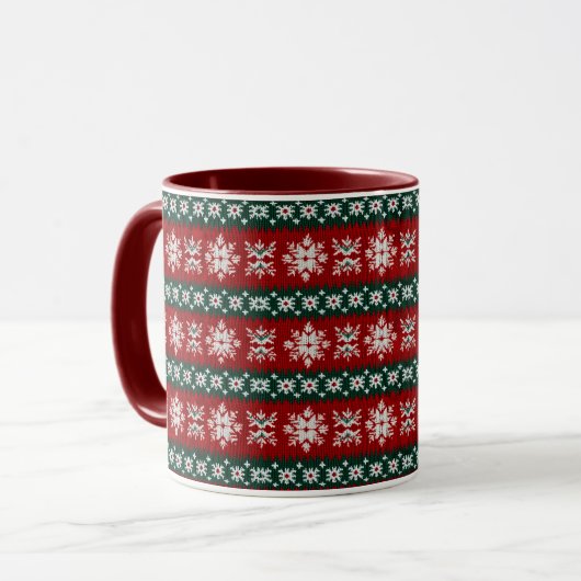 Lelijke kersttrui rood en groen mok (Voorkant links)