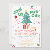 Lelijke Kersttrui Schattige Hondenfeest Kaart (Voorkant)