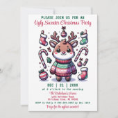 Lelijke kersttrui Schattige rendierfeest Kaart (Voorkant)