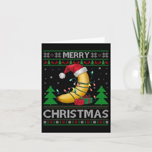 Lelijke Kersttrui Stijl Lichten Santa Banana Chris Kaart (Voorkant)