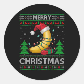 Lelijke Kersttrui Stijl Lichten Santa Banana Chris Ronde Sticker