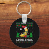 Lelijke Kersttrui Stijl Lichten Santa Banana Chris Sleutelhanger (Voorkant)