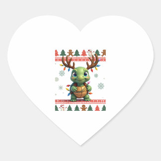 Lelijke Kersttrui Stijl Verlichting Schildpad Kers Hart Sticker
