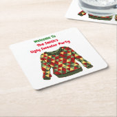 Lelijke kersttrui thema driehoeken kartonnen onderzetters (Schuin)